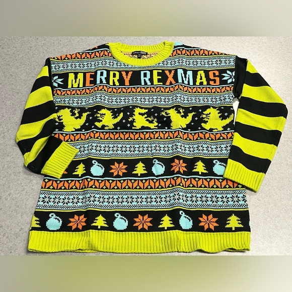 Rugrats Cheerful REX Holiday Knit Sweater w/ Scarf & Hat  Size Medium/Large - Picture 7 of 9